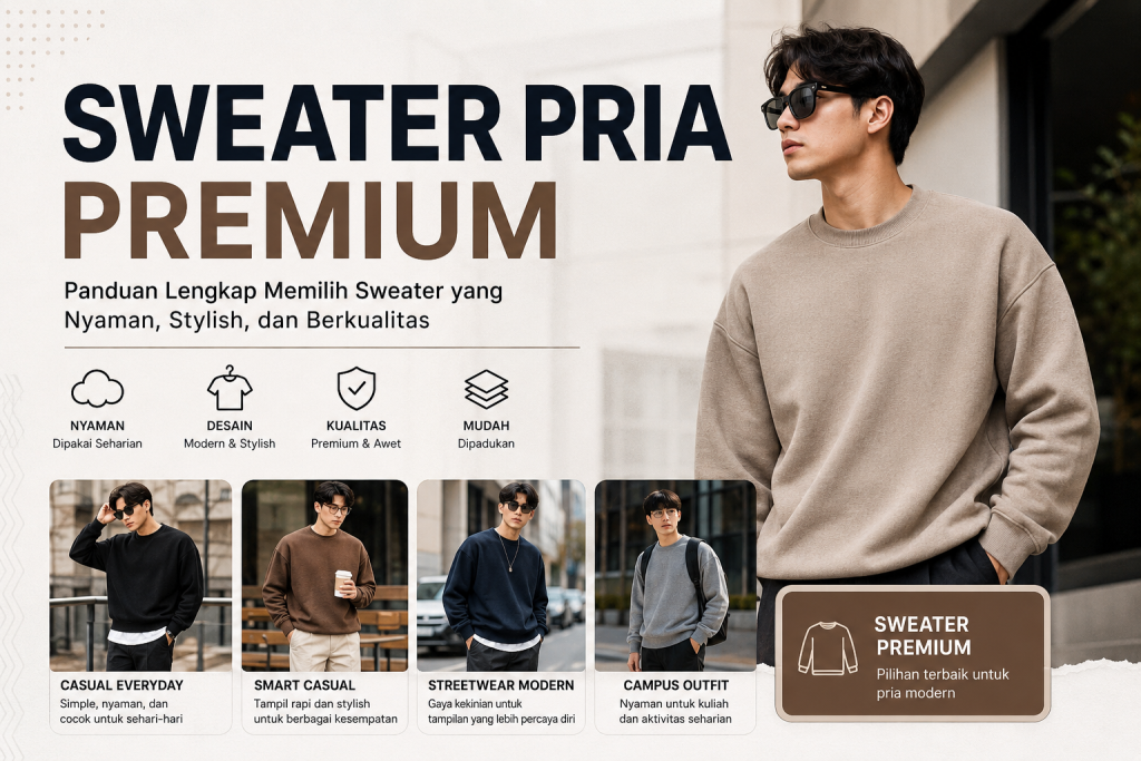 Sweater pria premium modern dengan desain stylish dan nyaman untuk outfit casual sehari-hari